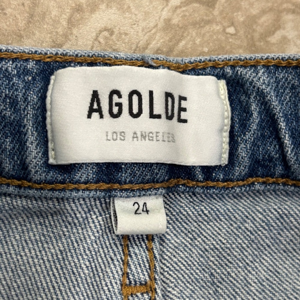 AGOLDE Riley Long High Rise Straight Leg Jeans Blue Size 24 A9090B-1554 - Picture 5 of 14